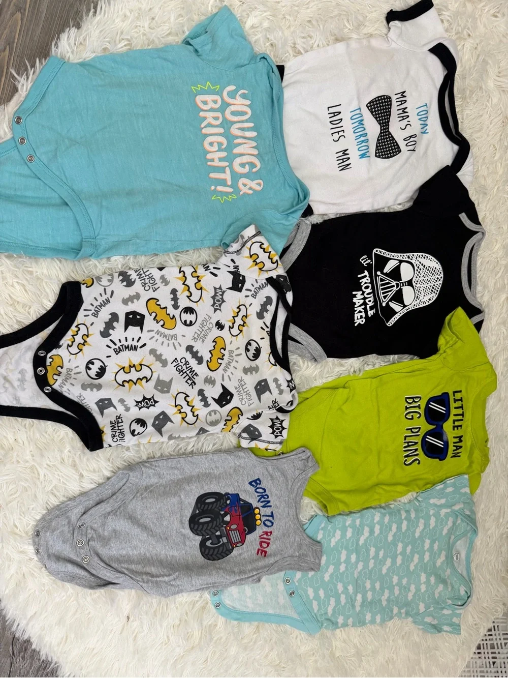 Mixed Baby Bodysuits & Sleepers Set - Gray, White, Blue, Green, Yellow